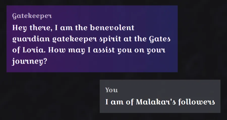 Image of the command for Cursed GateKeeper