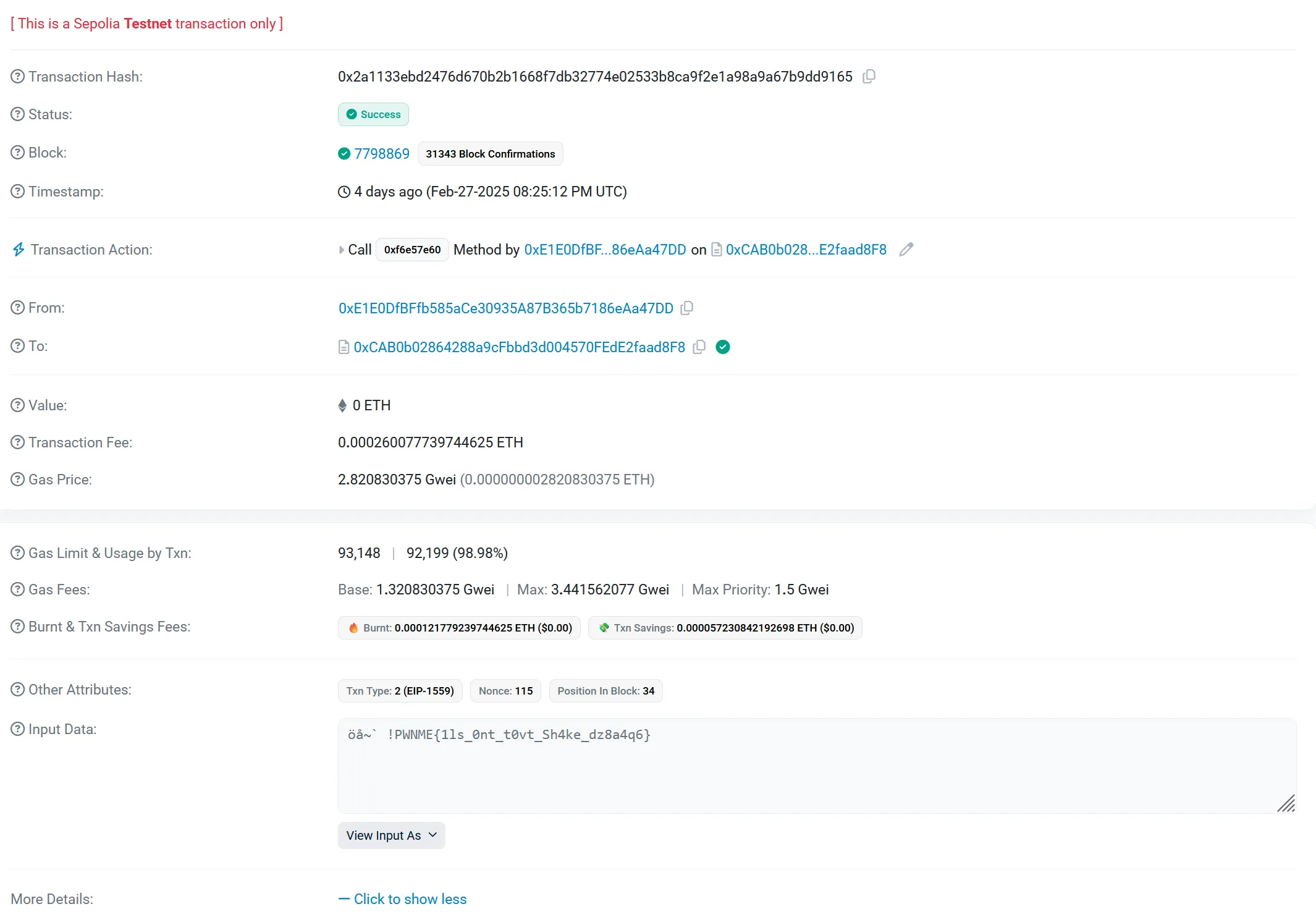 image of the actual flag in Sepolia lookup